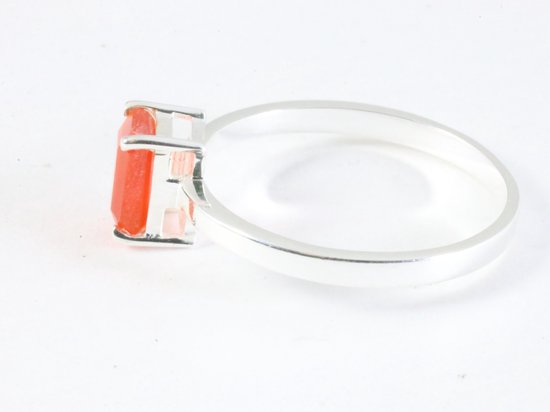 Fijne hoogglans zilveren ring met carneool afbeelding 2