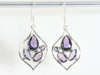 Opengewerkte zilveren oorbellen met amethist afbeelding 3