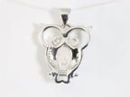 Zilveren uil hanger met welo opaal en witte topaas afbeelding 2