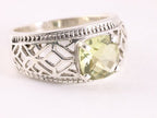 Opengewerkte zilveren ring met lemonkwarts afbeelding 1