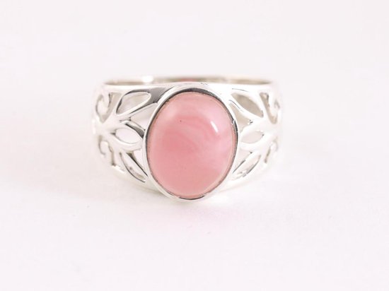 Opengewerkte zilveren ring met rhodochrosiet afbeelding 4