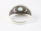 Opengewerkte zilveren ring met aqua chalcedoon afbeelding 3