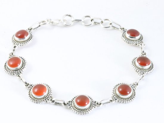 Bewerkte zilveren armband met carneool afbeelding 1