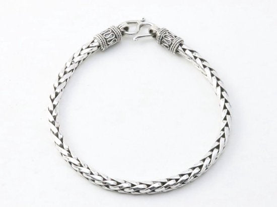 Bewerkte zilveren armband met vossenstaart schakels afbeelding 1