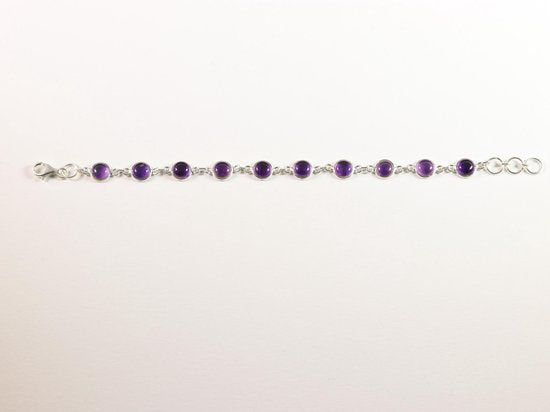 Fijne zilveren schakelarmband met amethist afbeelding 3
