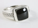 Zware bewerkte zilveren ring met onyx afbeelding 1
