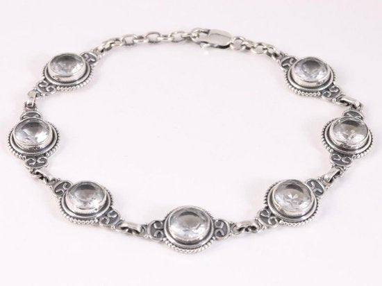 Bewerkte zilveren armband met bergkristal afbeelding 1