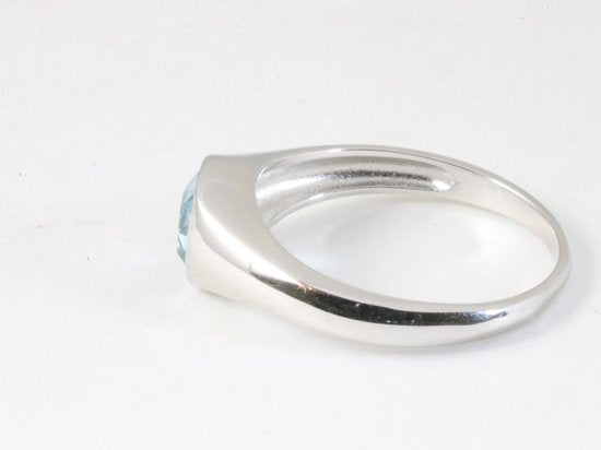 Hoogglans zilveren ring met aquamarijn afbeelding 2