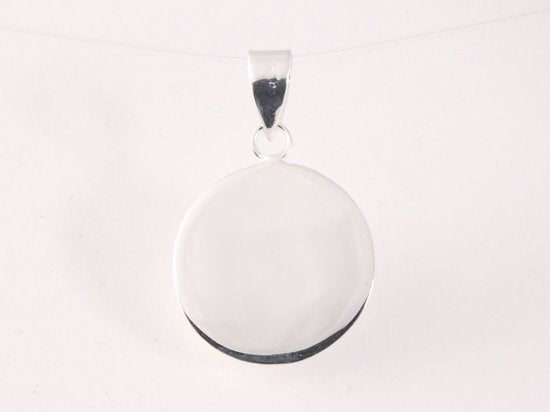 Ronde hoogglans zilveren hanger met welo opaal afbeelding 3