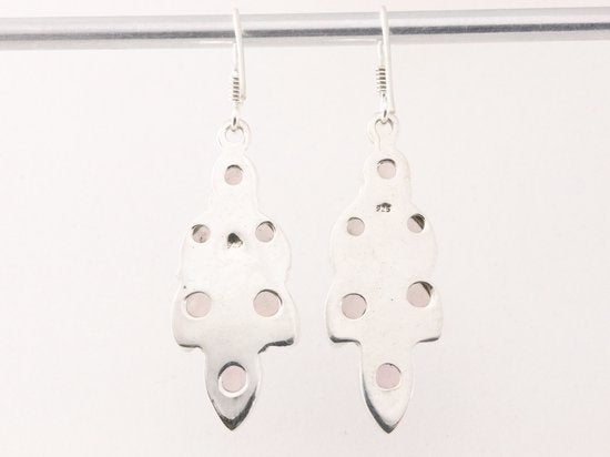 Lange zilveren oorbellen met rozenkwarts afbeelding 3