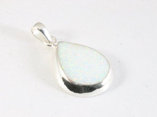 Druppelvormige hoogglans zilveren hanger met welo opaal afbeelding 2