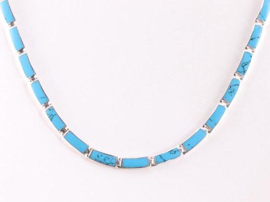 Zilveren collier met blauwe turkoois afbeelding 1