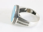 Bewerkte ronde zilveren ring met blauwe turkoois afbeelding 2