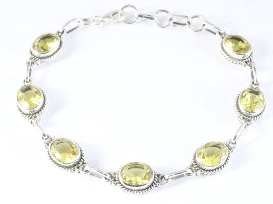 Bewerkte zilveren armband met citrien afbeelding 1