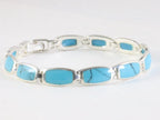 Hoogglans zilveren armband met blauwe turkoois afbeelding 1