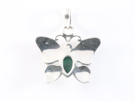 Bewerkte zilveren vlinder hanger met malachiet afbeelding 3