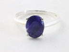 Fijne hoogglans zilveren ring met blauwe saffier afbeelding 4