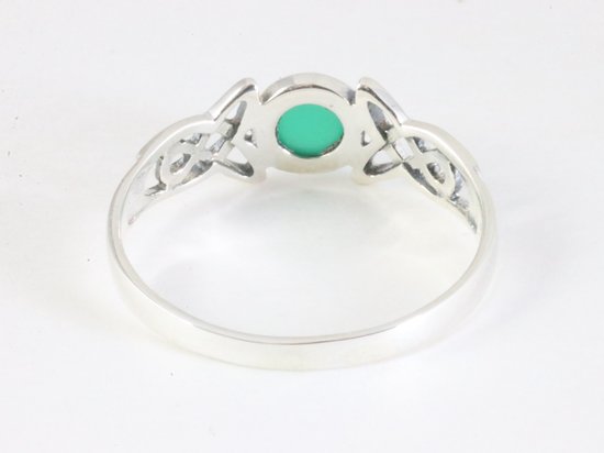 Fijne opengewerkte zilveren ring met groene agaat afbeelding 3