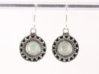 Fijne bewerkte ronde zilveren oorbellen met groene aventurijn afbeelding 4