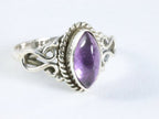 Fijne bewerkte zilveren ring met amethist afbeelding 1