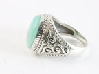 Zware bewerkte zilveren ring met groene amazoniet afbeelding 2