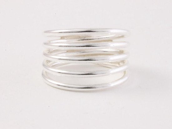 Fijne opengewerkte spiraalvormige zilveren ring afbeelding 2