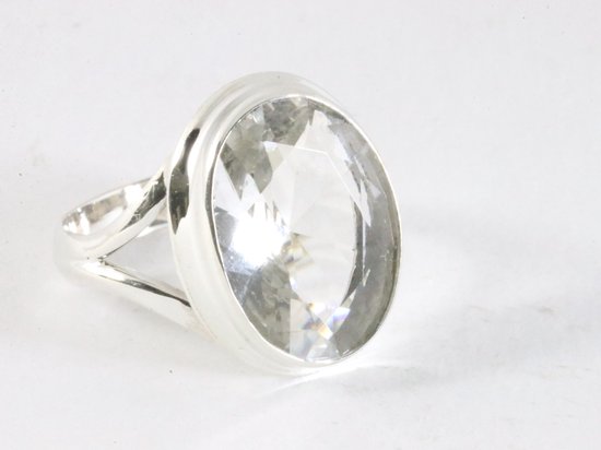 Ovale zilveren ring met bergkristal afbeelding 1