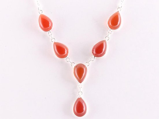 Zilveren ketting met carneool afbeelding 3