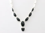 Hoogglans zilveren collier met onyx afbeelding 3