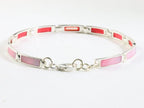 Hoogglans zilveren armband met roze parelmoer afbeelding 2