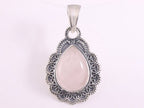 Bewerkte zilveren hanger met rozenkwarts afbeelding 3