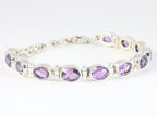 Zware hoogglans zilveren armband met amethist afbeelding 2