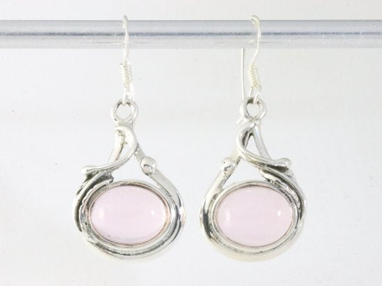 Bewerkte zilveren oorbellen met rozenkwarts afbeelding 4