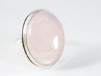 Grote ovale zilveren ring met rozenkwarts afbeelding 1