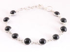 Fijne zilveren schakelarmband met onyx afbeelding 1
