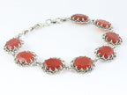 Bewerkte zilveren armband met grote carneool stenen afbeelding 2