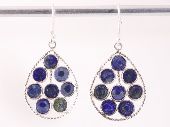 Opengewerkte zilveren oorbellen met lapis lazuli afbeelding 3