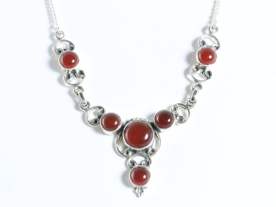 Zilveren ketting met carneool afbeelding 3