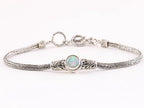 Traditionele zilveren snake armband met welo opaal afbeelding 1