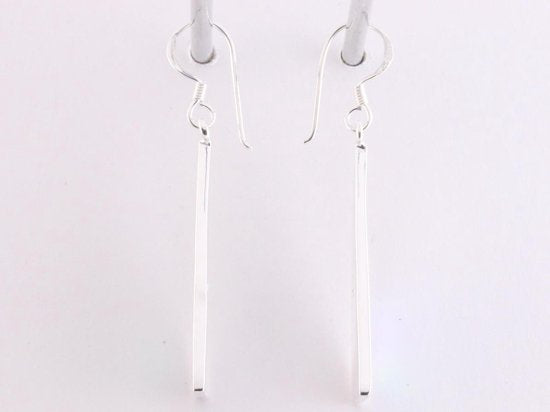 Lange driehoekige zilveren oorbellen met blauwe turkoois afbeelding 2