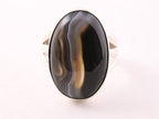 Grote ovale zilveren ring met gestreepte onyx afbeelding 4