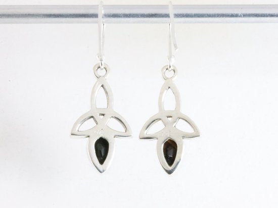Opengewerkte zilveren oorbellen met rookkwarts afbeelding 2