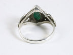 Fijne bewerkte zilveren ring met smaragd afbeelding 3