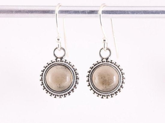 Fijne bewerkte ronde zilveren oorbellen met rookkwarts afbeelding 1