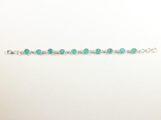 Fijne zilveren schakelarmband met turkoois afbeelding 3