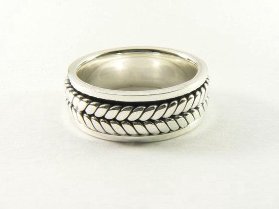 Zilveren geluksring met breed kabelpatroon afbeelding 1