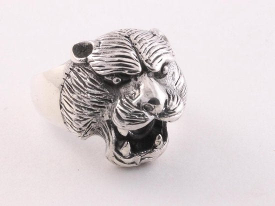 Zilveren ring met tijgerkop afbeelding 1