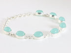 Hoogglans zilveren armband met aqua chalcedoon afbeelding 2