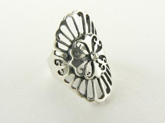 Opengewerkte zware zilveren ring afbeelding 5