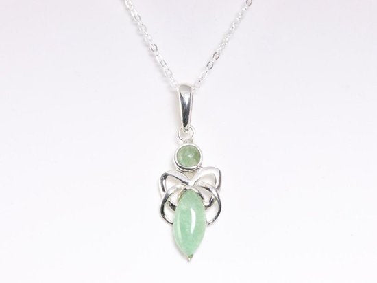 Fijne zilveren hanger met groene aventurijn aan ketting afbeelding 4